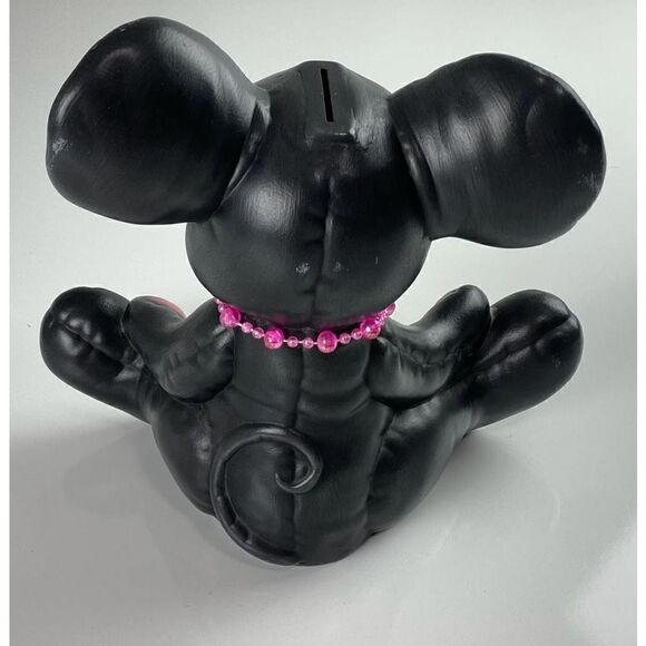 Vintage Ceramic Bunny Piggy Bank 9in W x 9in H x 4in D Black Rare!! BV0611 - Picture 6 of 8